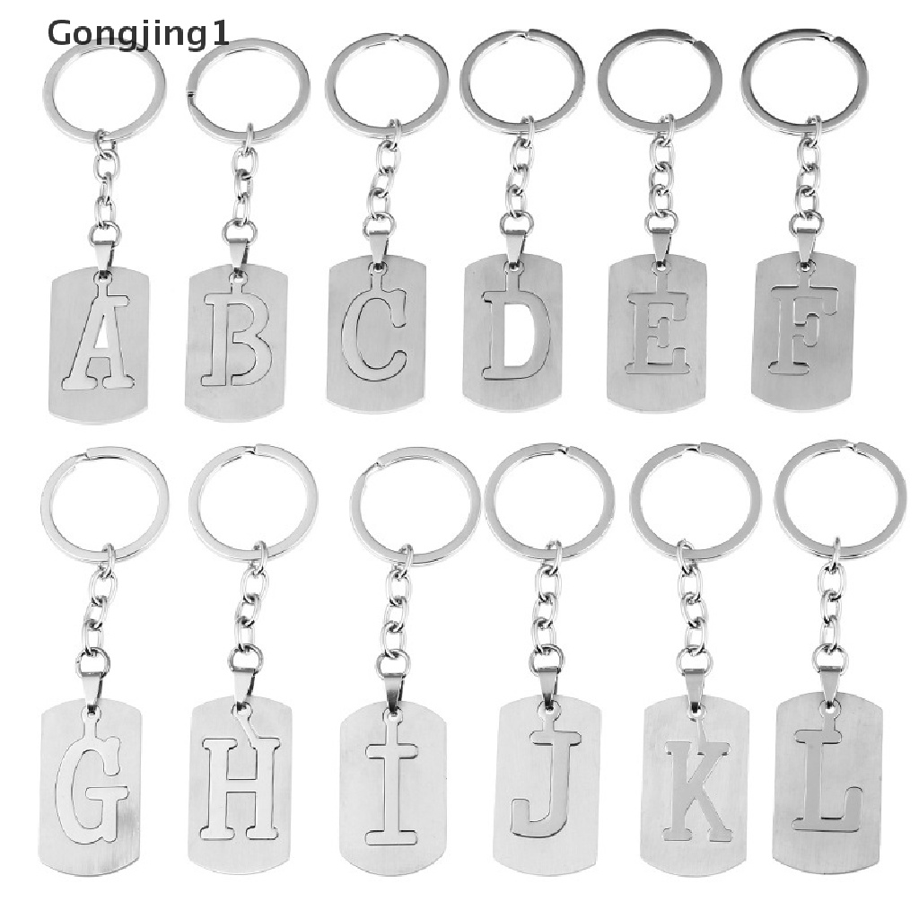 Gongjing1 Gantungan Kunci Bentuk 26 Huruf A-Z Bahan Stainless Steel Untuk Pria / Wanita