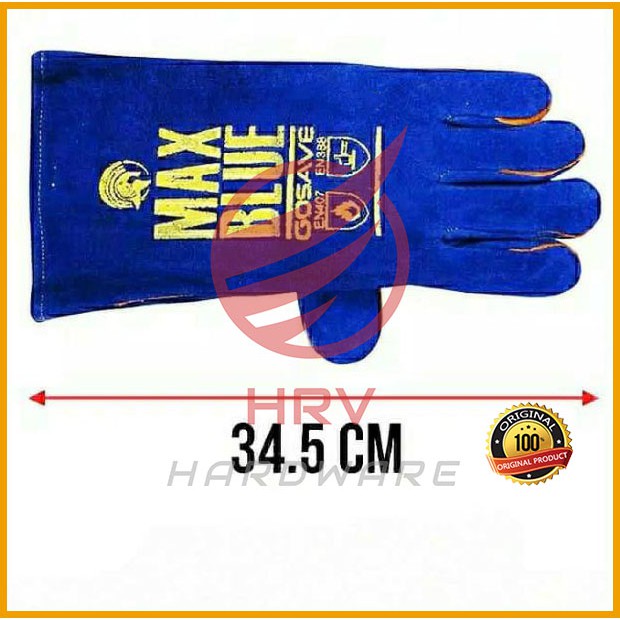 Original Gosave Sarung Tangan Kulit Las Biru 14 inch Max Blue Leather Welding Glove