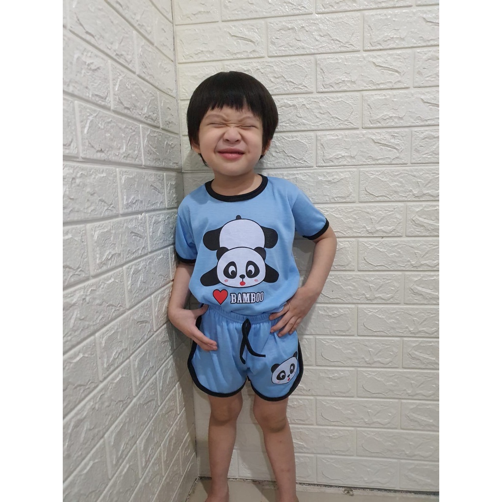 RILLO - Setelan baju playful colour anak karakter panda / setelan anak unisex