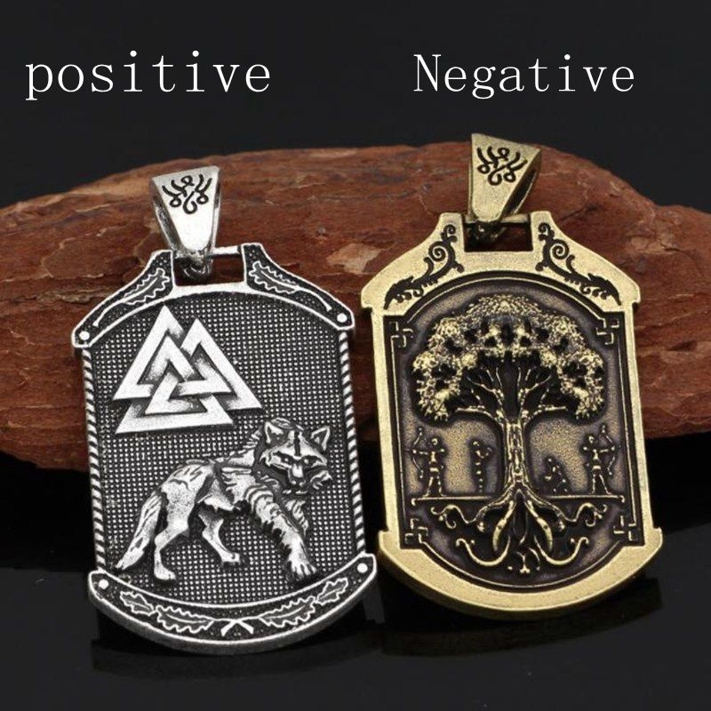 Kalung Liontin Desain Odin Wolf Valknut Gaya Vintagenordicpunk Untuk Pria