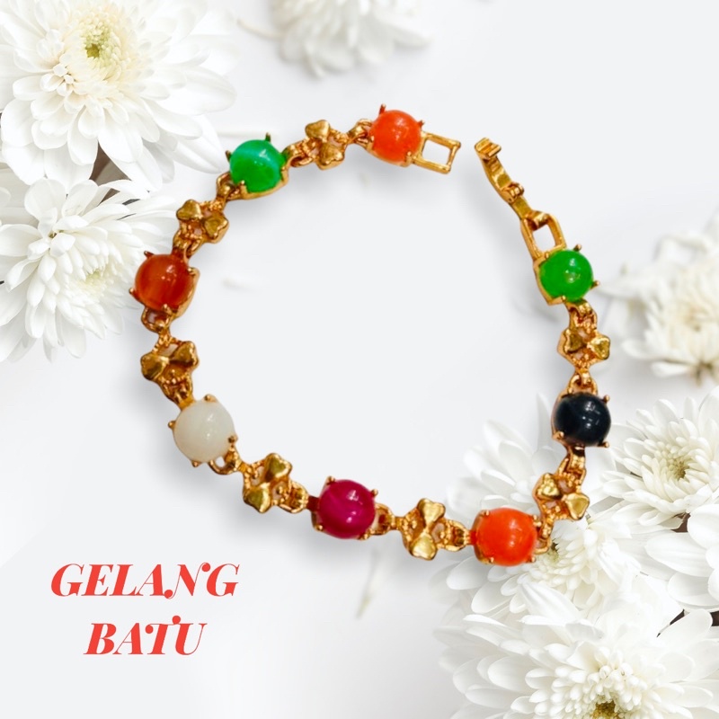 gelang tangan wanita lapis emas variasi batu //gelang //perhiasan