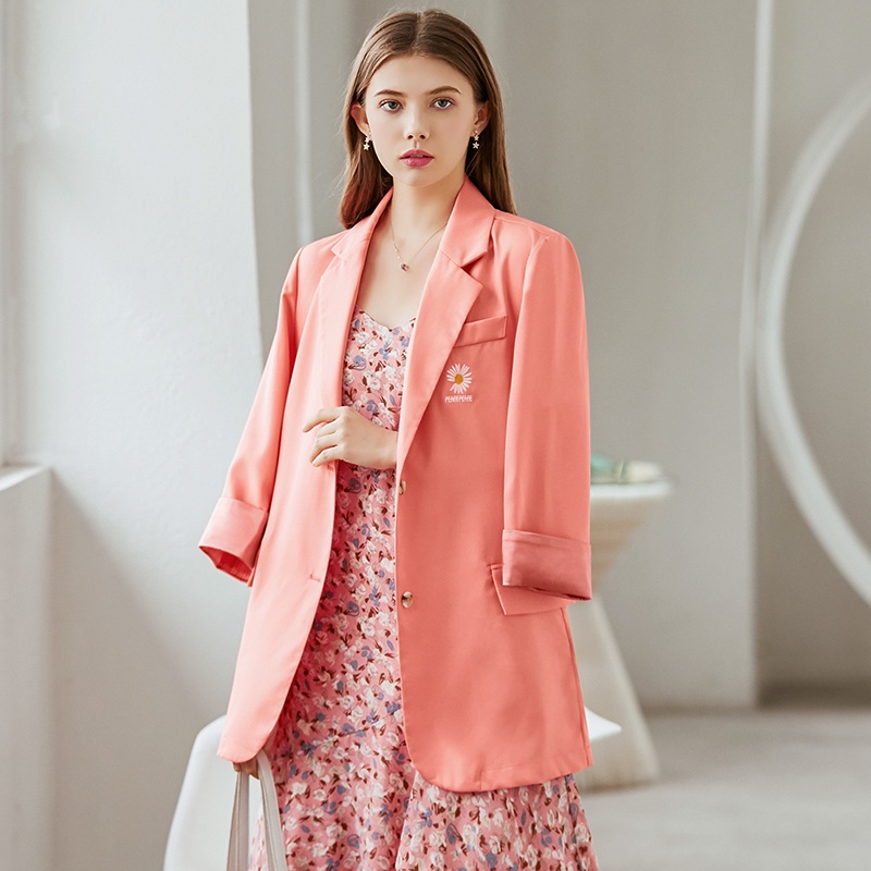 【Rozen】 Women Suit Double Pocket Breasted Wide Lapel Loose  Casual Blazers 7342