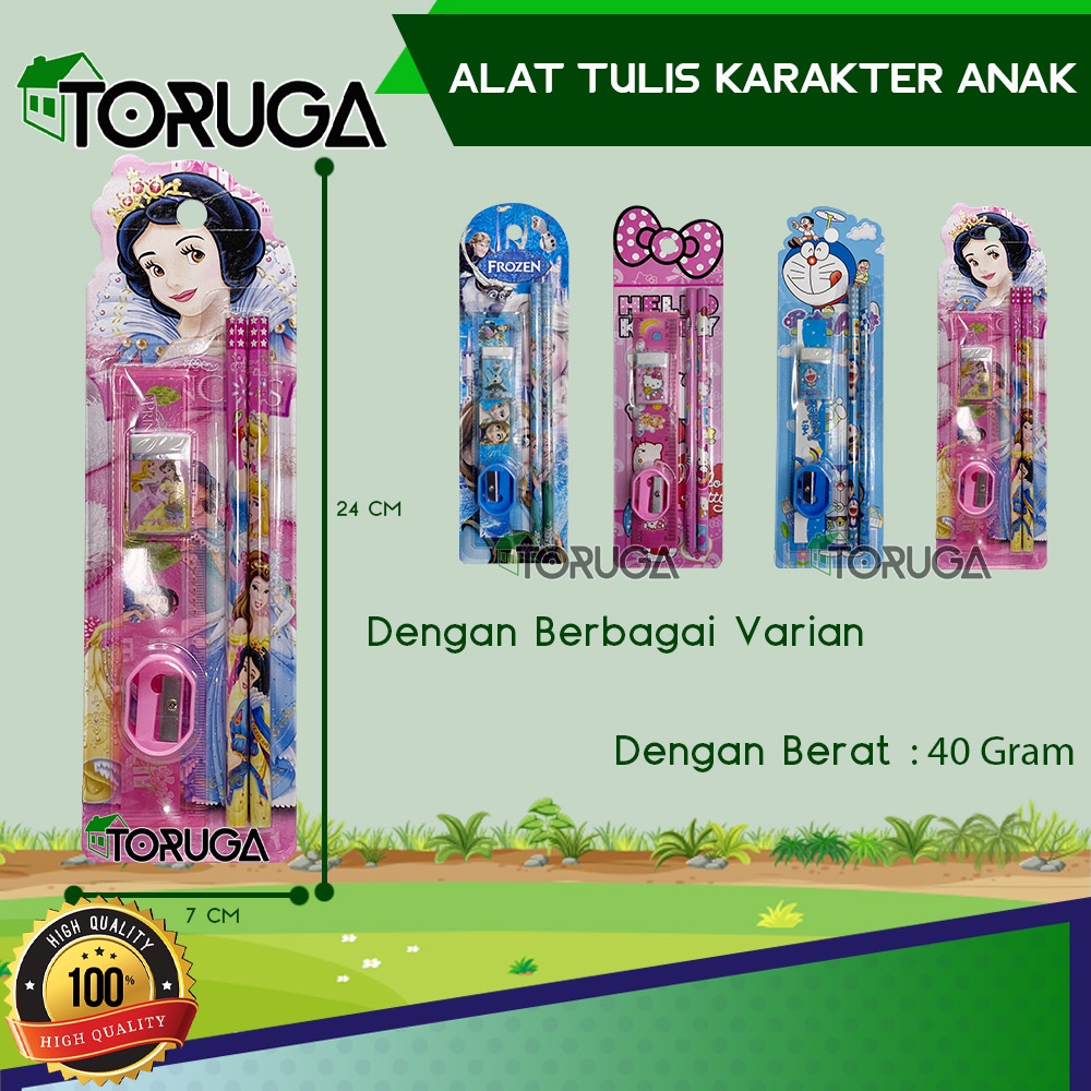 SET ALAT TULIS SEKOLAH 5 in 1 KARAKTER LUCU / MINI STATIONERY