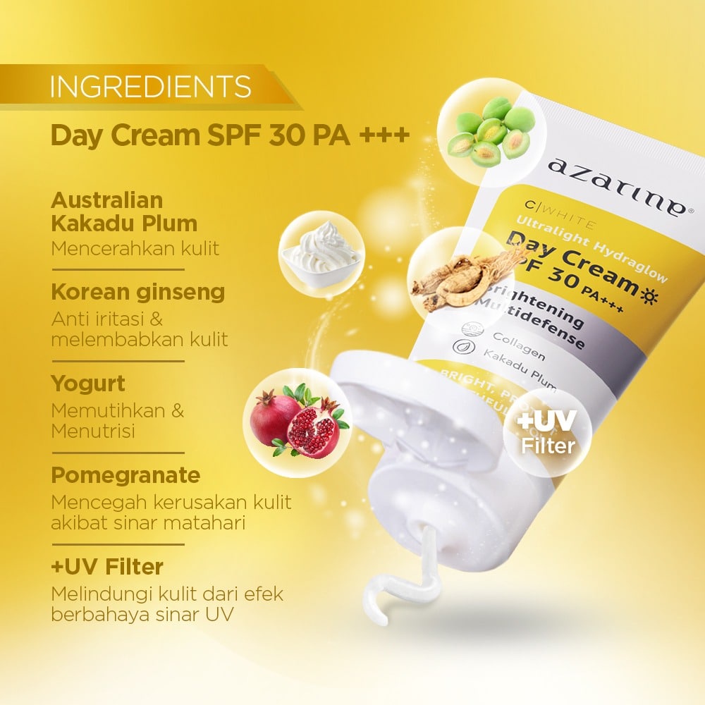 AZARINE C White Ultralight Hydraglow Day Cream Spf 30 PA++ - 25gr / C White Day Cream / Azarine Day Cream