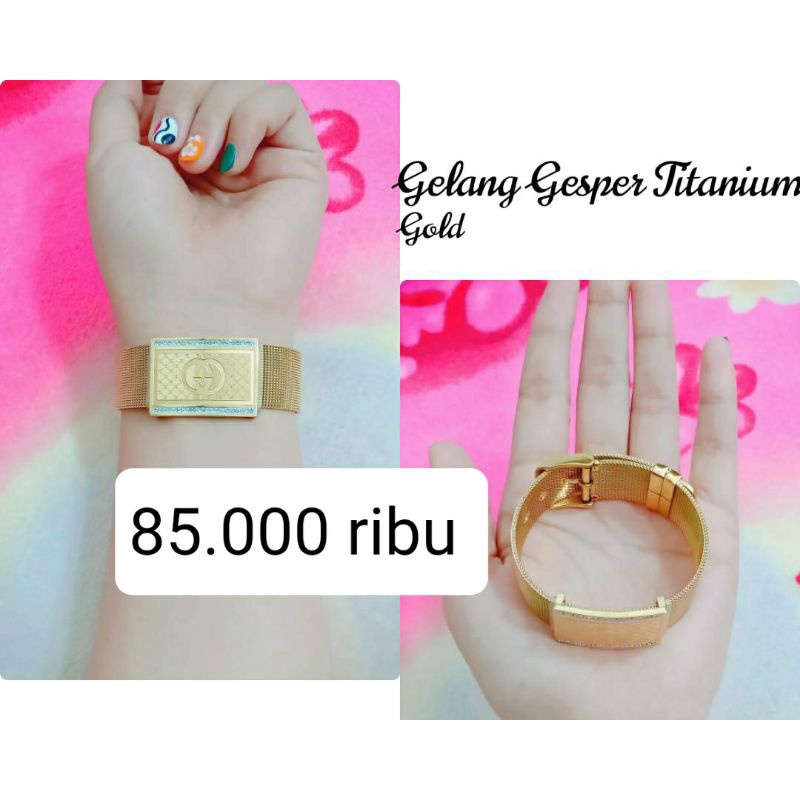 gelang titanium asli warna mas