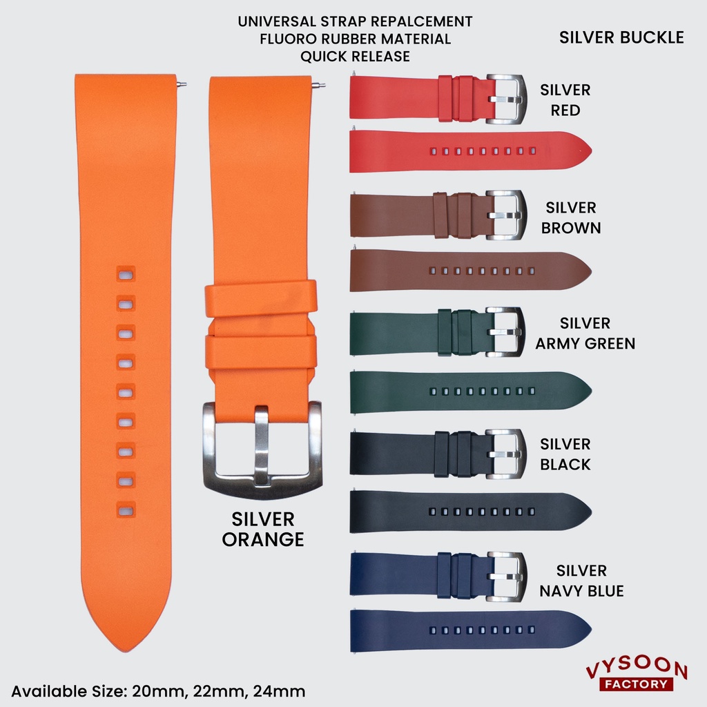 Premium Grade Fluorine Rubber Strap Watch Diver 20mm 22mm 24mm Fluoro