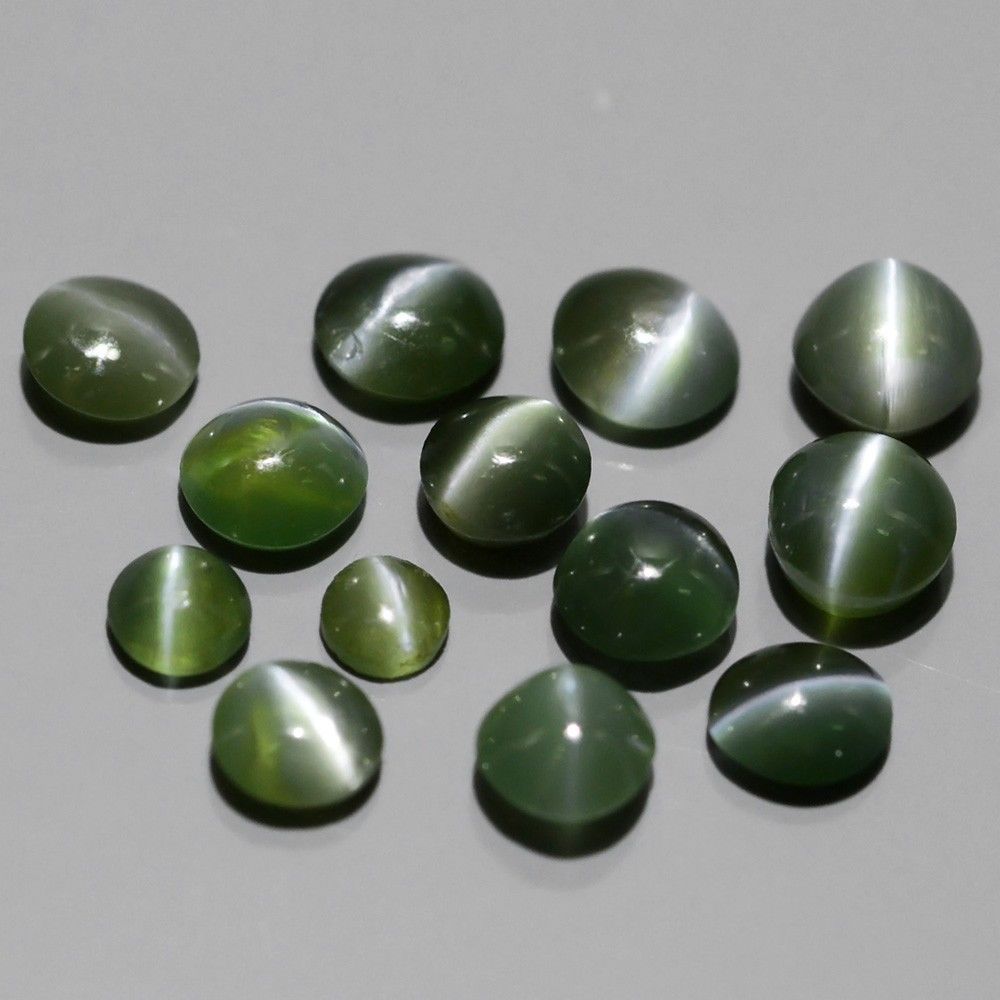 Lot 2.09tcw 2.2-3.3mm Round Cabochon Natural Green Sharp Cat's Eye ALEXANDRITE AXD002