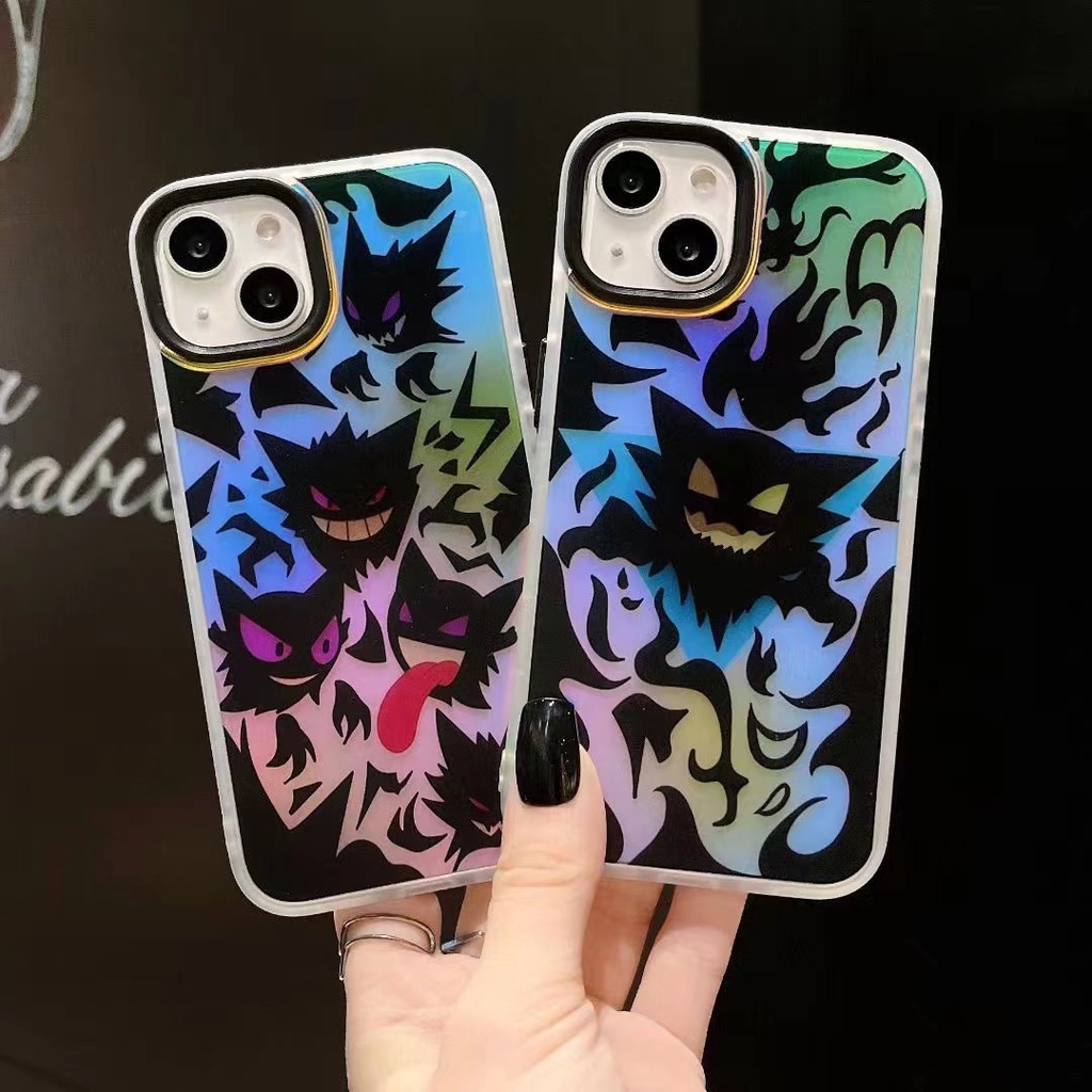 LASER GRADIENT PHONE CASE FOR CASE IPHONE 14 13 12 11 PRO MAX XR X XS MAX 14 PRO 14 MAX SMALL GHOST ILLUSTRATION ACRYLIC DROP RESISTANT