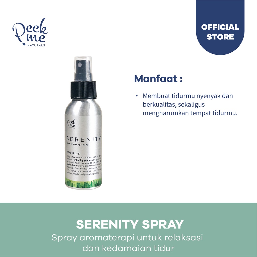 Peek Me Serenity Spray 60 ml Menenangkan Dan Kedamaian Parfum Alami Aromatherapy Spray