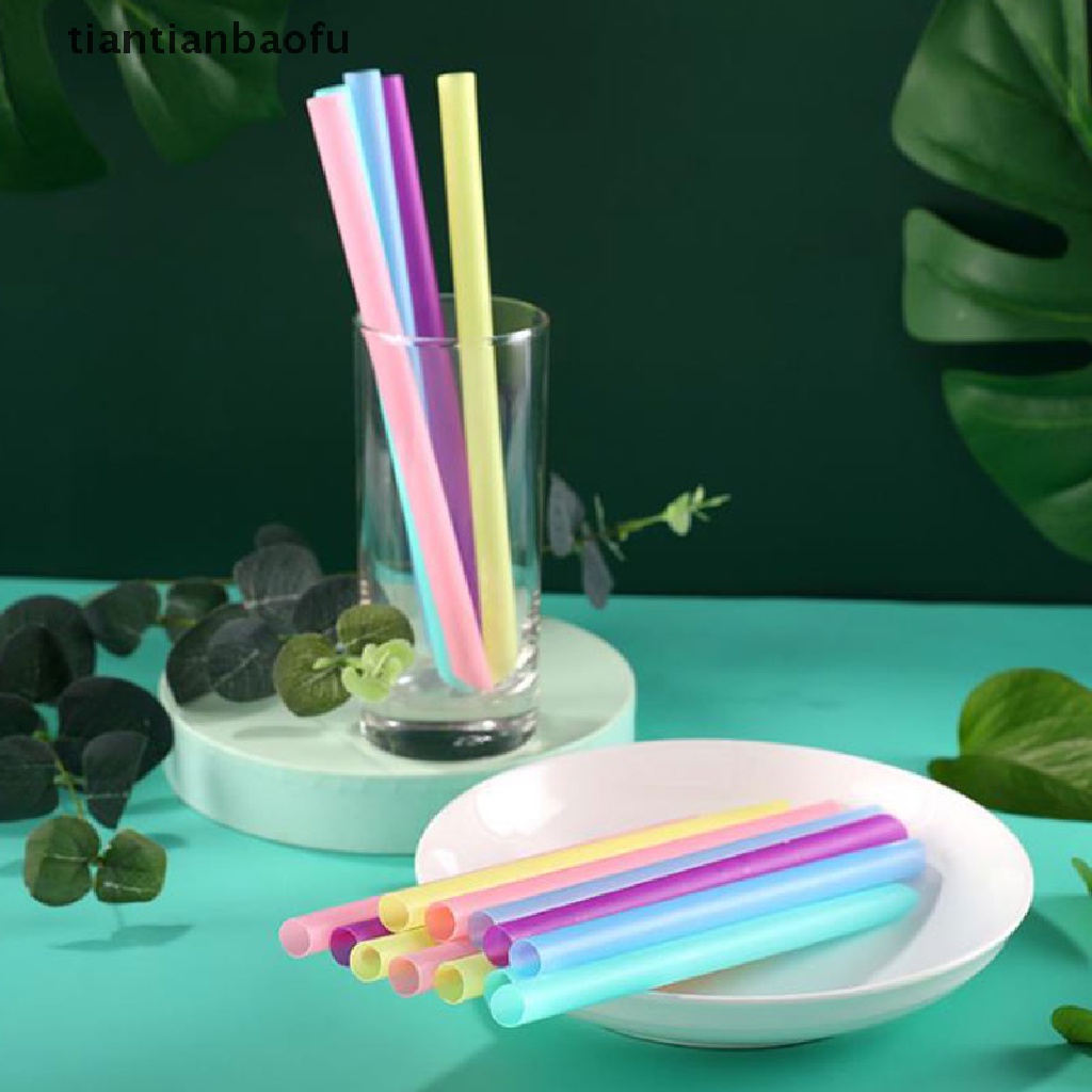 [tiantianbaofu] 100pcs Large Drinking Straws Mixed Colors For Pearl Bubble Milk Tea Smoothie Boutique