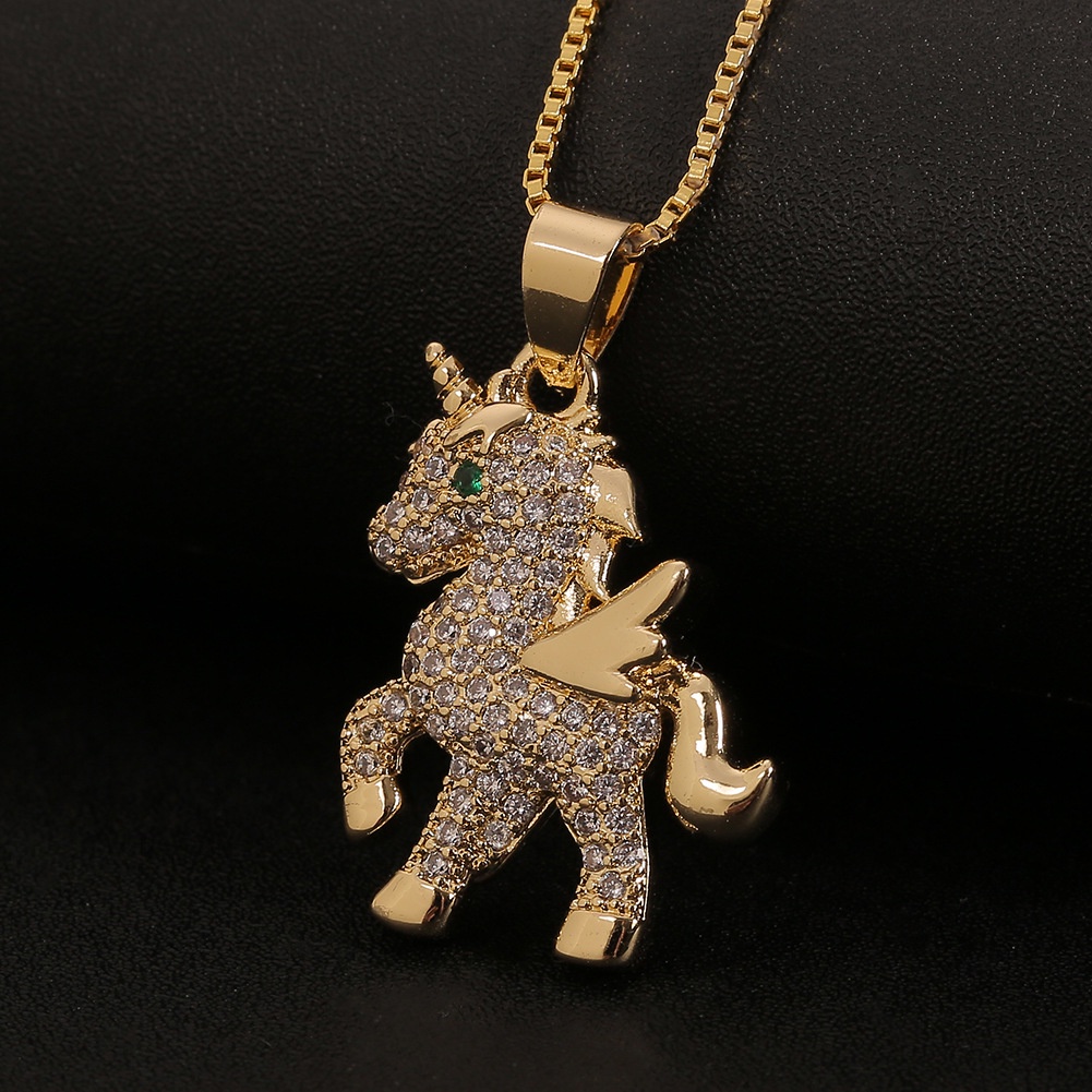 Eropa dan Amerika baru personalized kalung pony liontin mikro bertatahkan zircon wanita cute kalung