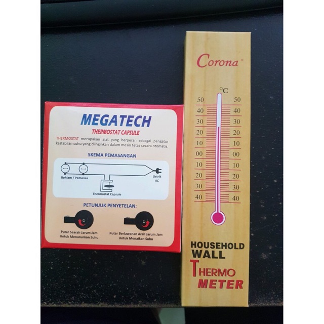 Thermostat Capsule Megatech &amp; Thermometer kayu