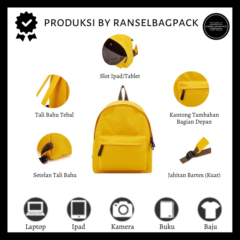 Tas Ransel Mini Backpack Punggung Bahu Polos Sekolah Travelling Anak Remaja Kekinian Model Fashion Terbaru Korea Simple Elegan Casual Perempuan Wanita Cewek