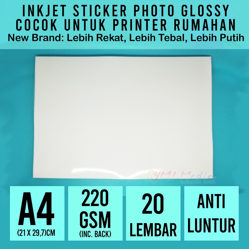 

RB INKJET STICKER Glossy A4 isi 20 / Kertas Stiker Foto Mengkilap 135gsm