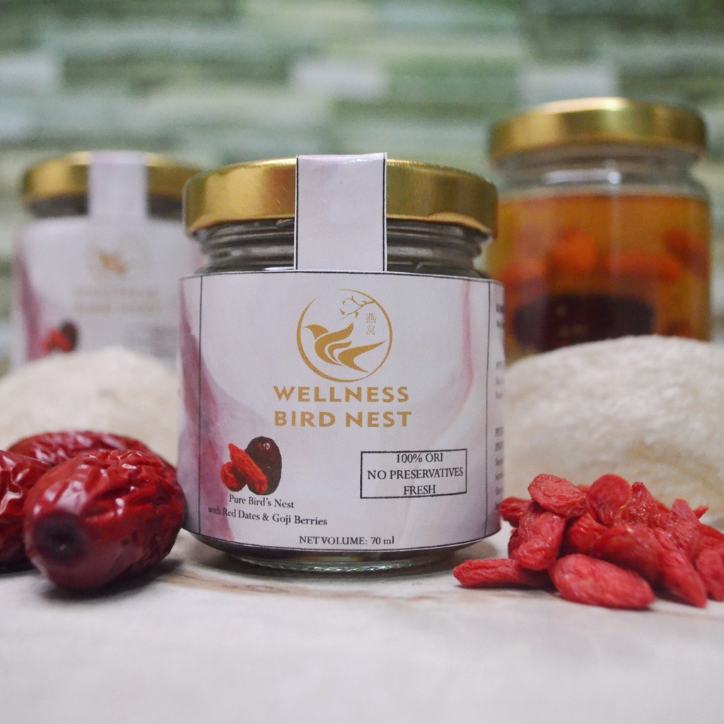 

Minuman Sarang Burung Walet Wellness Bird Nest Asli 100% dgn Goji Berries & Red Dates (3 jar)
