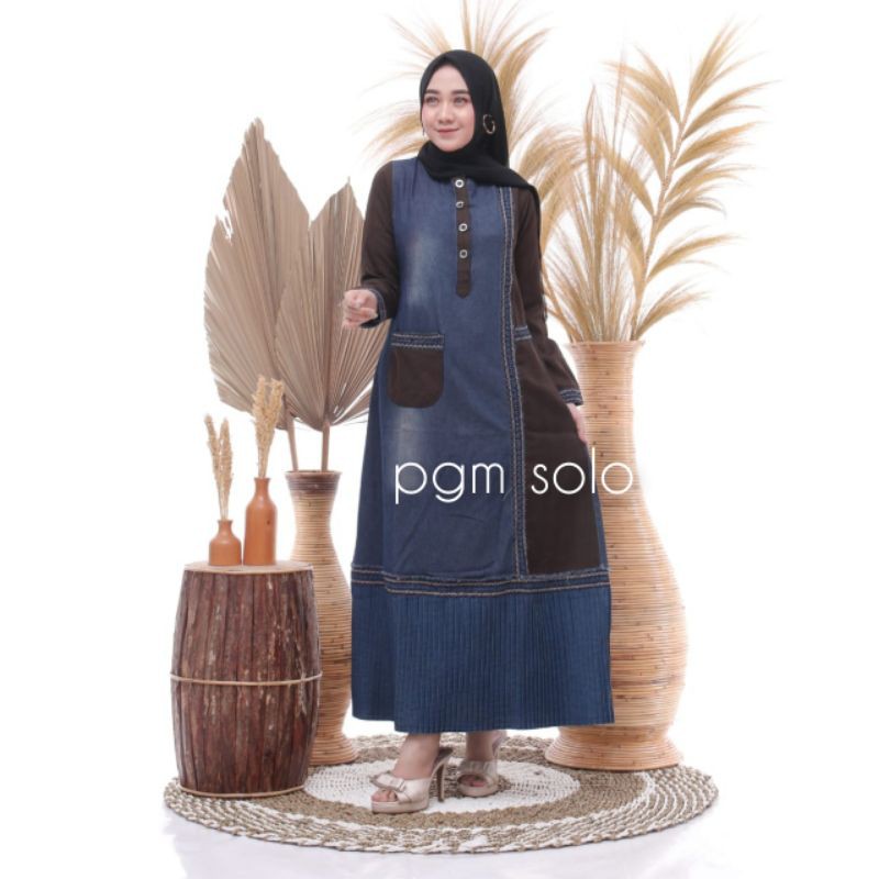 gamis jeans wanita ld 100