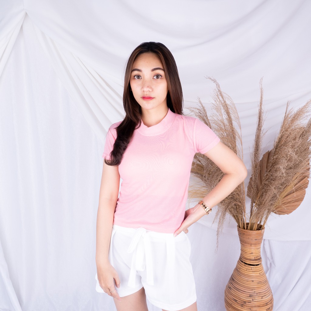 Turtleneck Carenina RIB / Tshirt Kaos Turtle Neck Wanita-SALEM