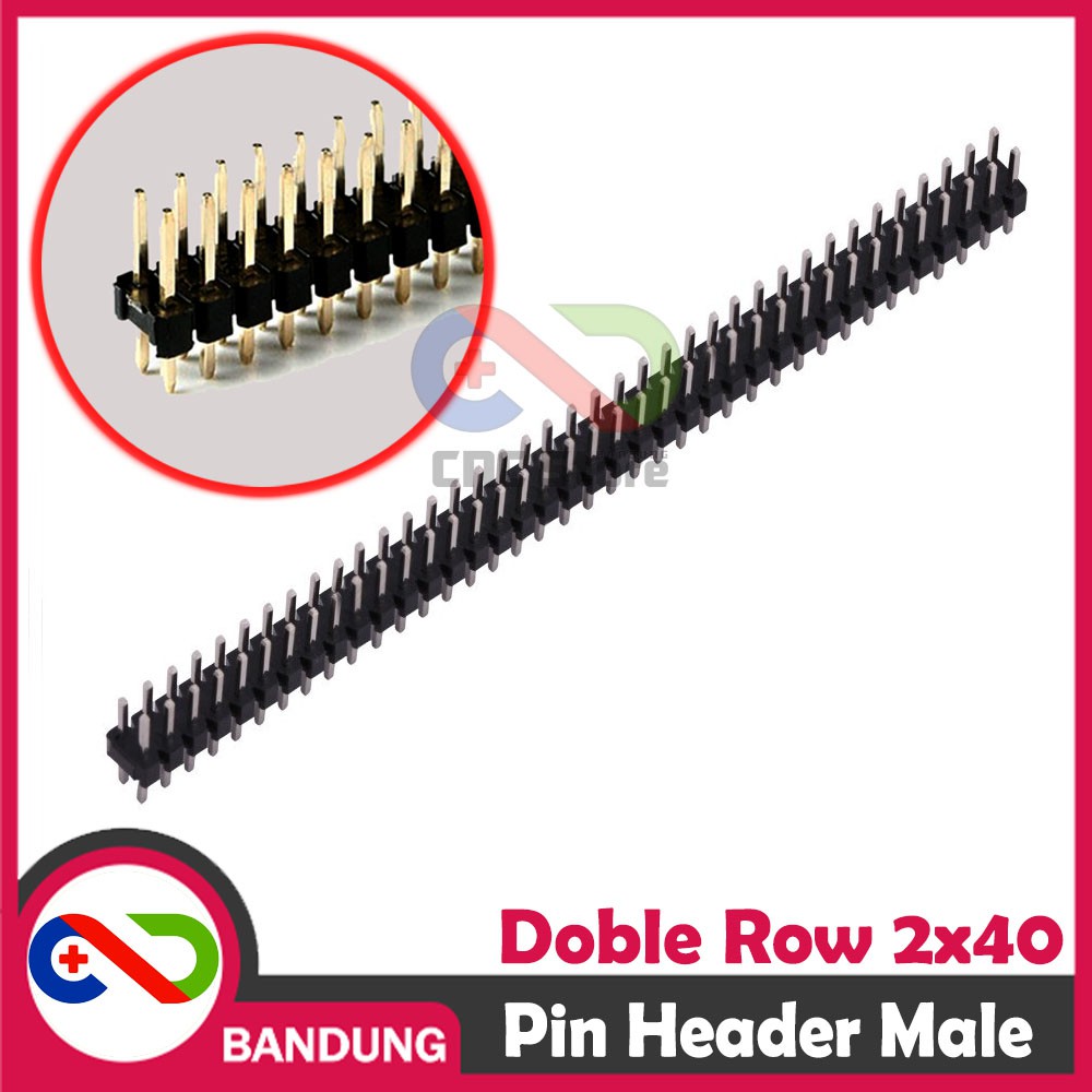 Pin Header Strip Male Double Row 2x40 2.54mm Black Hitam