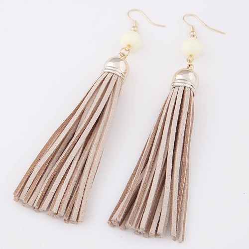 LRC Anting Gantung Elegant Beads Decorated Tassel Pendant Design