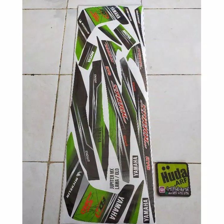 stripping sticker lis motor variasi Yamaha Jupiter mx lama/old motif spark warna hijau