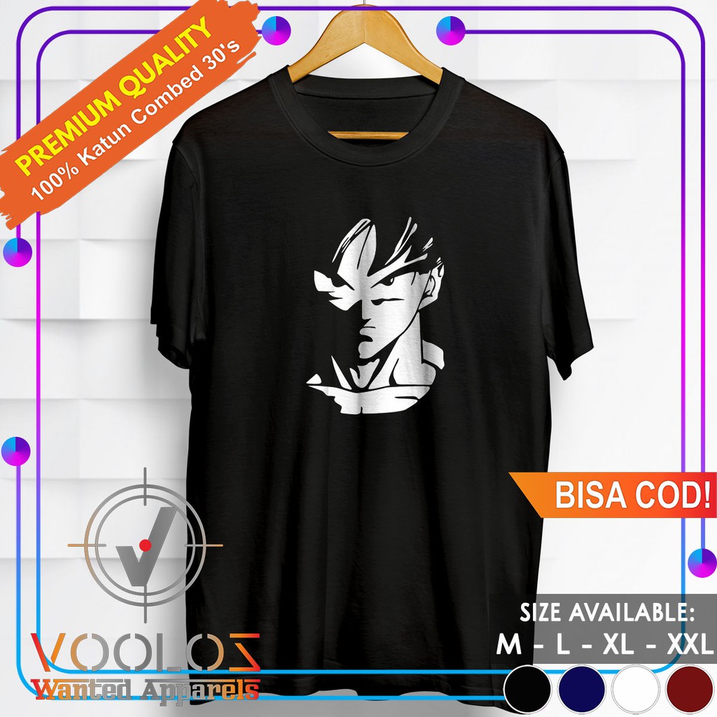 Kaos Anime Dragon Ball Baju Distro Pria Branded Original Tshirt Cowok Keren Kekinian Songoku Siluet