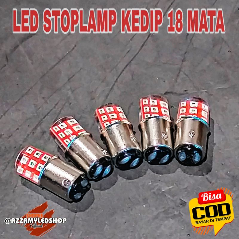 Lampu stoplamp belakang lampu rem universal 18 mata led mode diam dan kedip kedip