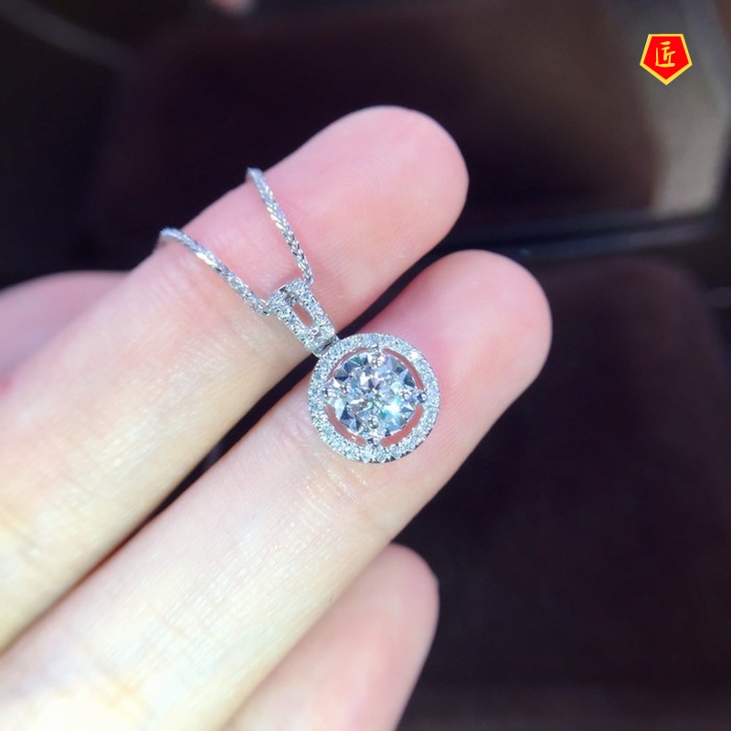 [Ready Stock]3 Karat Necklace Female Zircon Pendant Elegant Fashion