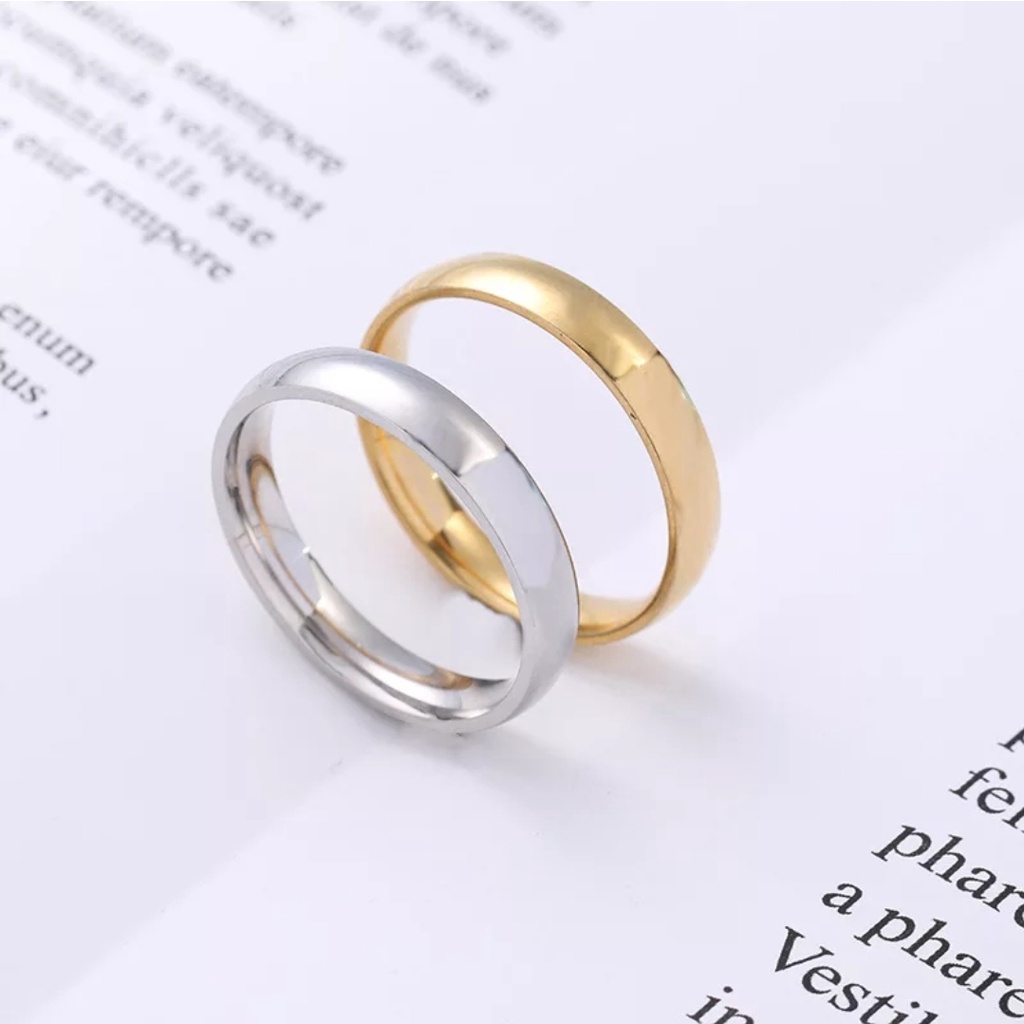 Cincin 3mm, 4mm, 5mm Untuk Wanita dan Pria Model Klasik Sederhana Polos Membulat Warna Rose Gold, Gold, Silver dan Hitamr