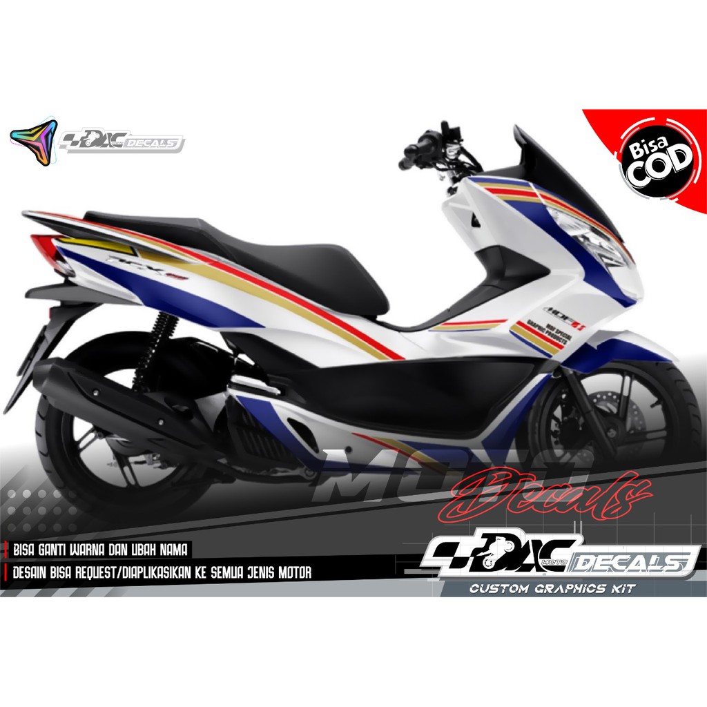 Sticker decal full body Honda PCX Putih Variasi Biru