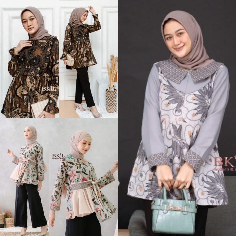 Atasan Batik Wanita Kerja Modern/Atasan Batik Wanita ASJ Modern/Baju Kantor Kekinian Terbaru 2021.