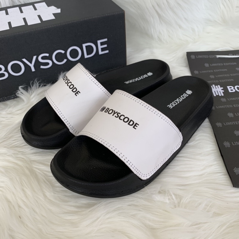 [BOYSCODE] TYPE 3 PUTIH Sendal Slop Pria Wanita Polos Strap Putih / Sandal Slop Slide Pria