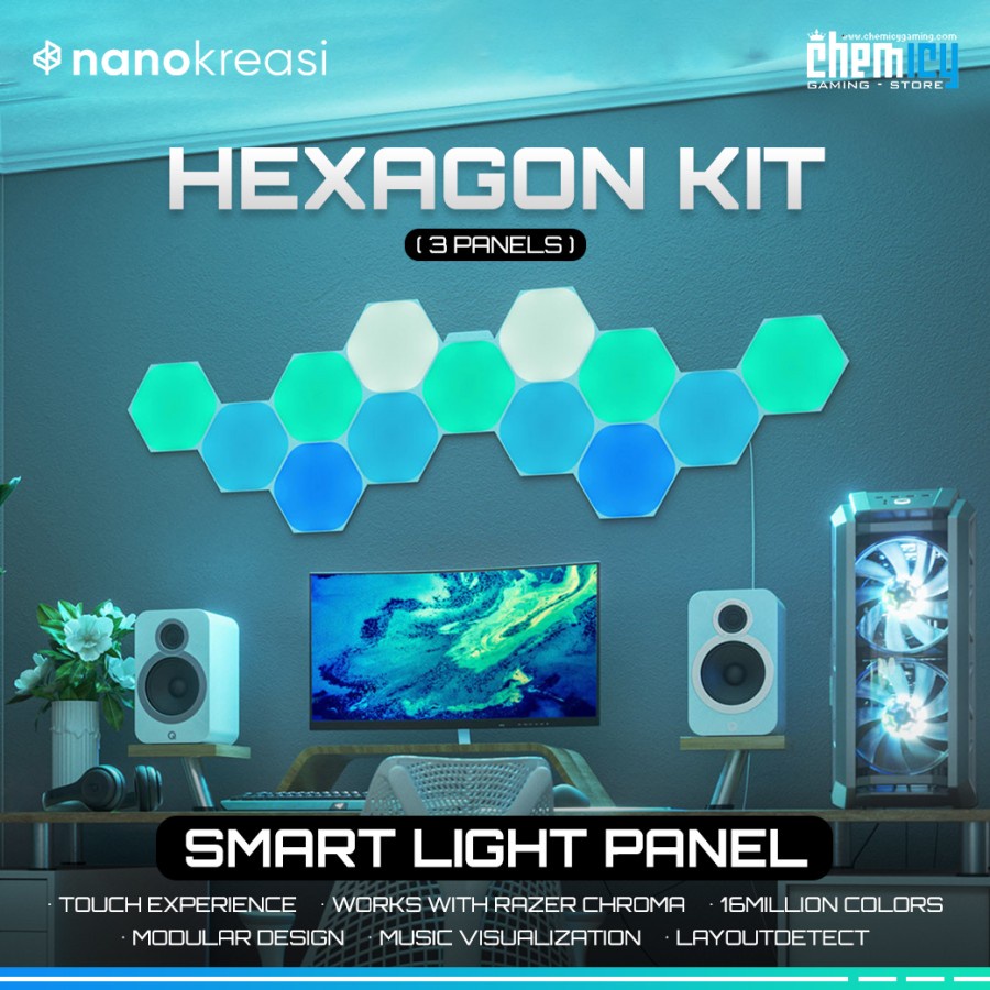 Nanokreasi Shapes Hexagon Expansion Kit ( 3 Panels ) Smart Light Panel