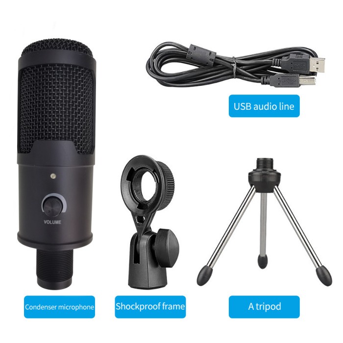 Microphone Condenser USB Mikrofon with Stand Koneksi USB