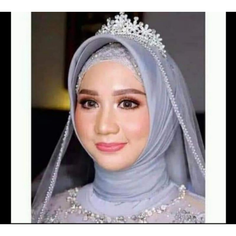 SELAYER PENGANTIN VAILE JILBAB PENGANTIN MUSLIM/Slayer akad/Slayer veil mutiara/Slayer pengantin/hijab pengantin elegan