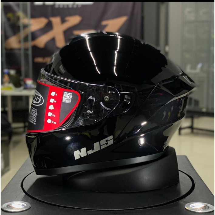 NJS ZX-1 SOLID LENGKAP WARNA Helm Full face NJS ZX1 Polos Hitam Hitam Dop Putih Stone Grey