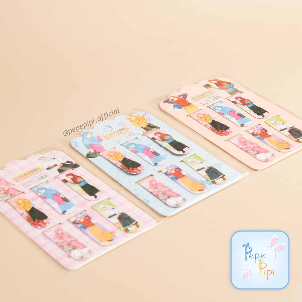 Pembatas Buku Magnet Hijab Girl Penanda Halaman Kertas Bacaan Bookmark