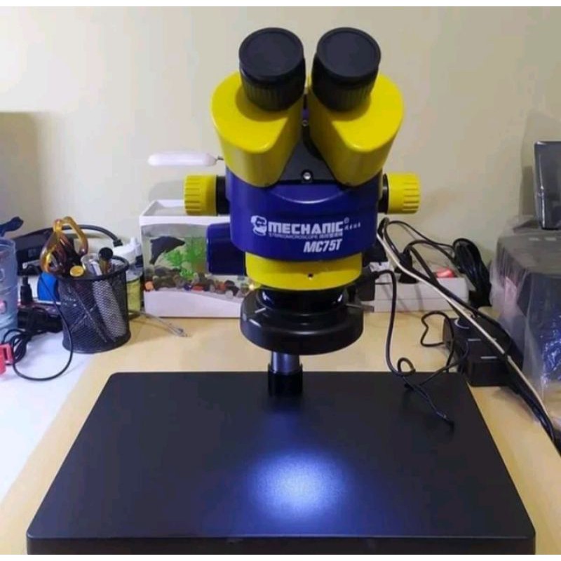 MICROSCOPE TRINOKULAR MECHANIC MC75T-B3 PLUS LAMPU ORIGINAL