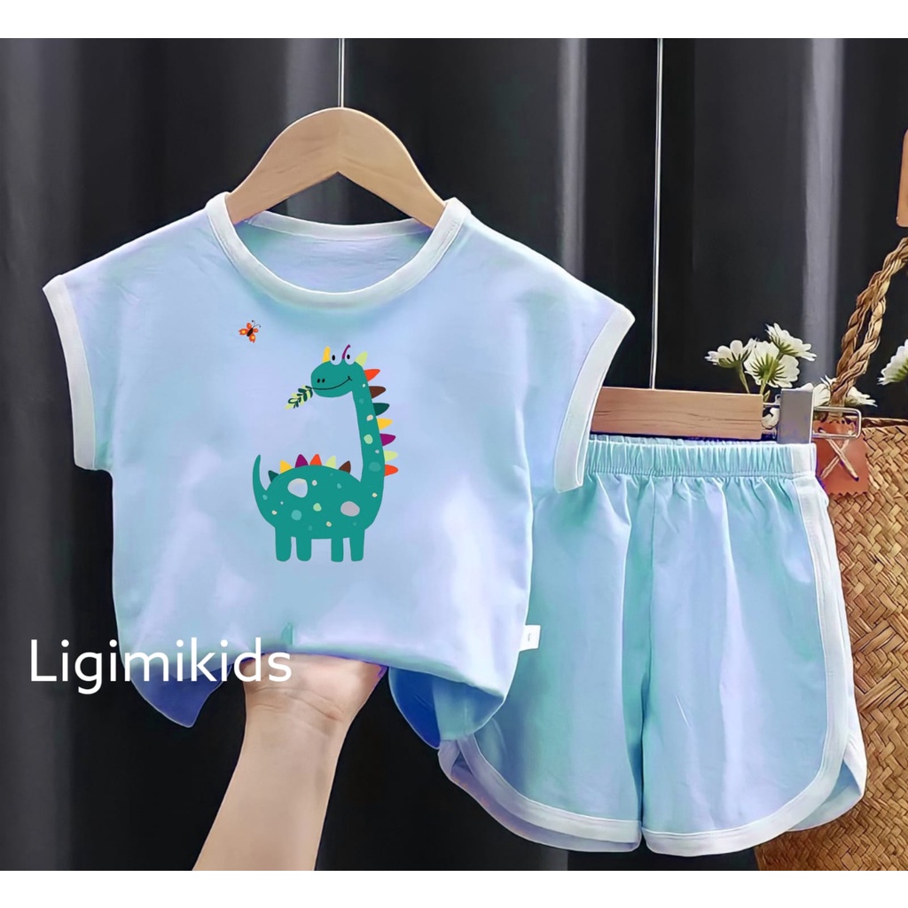 LIGIMIKIDS - Setelan anak perempuan dan laki laki ber motif usia 1-5 tahun, playset anak