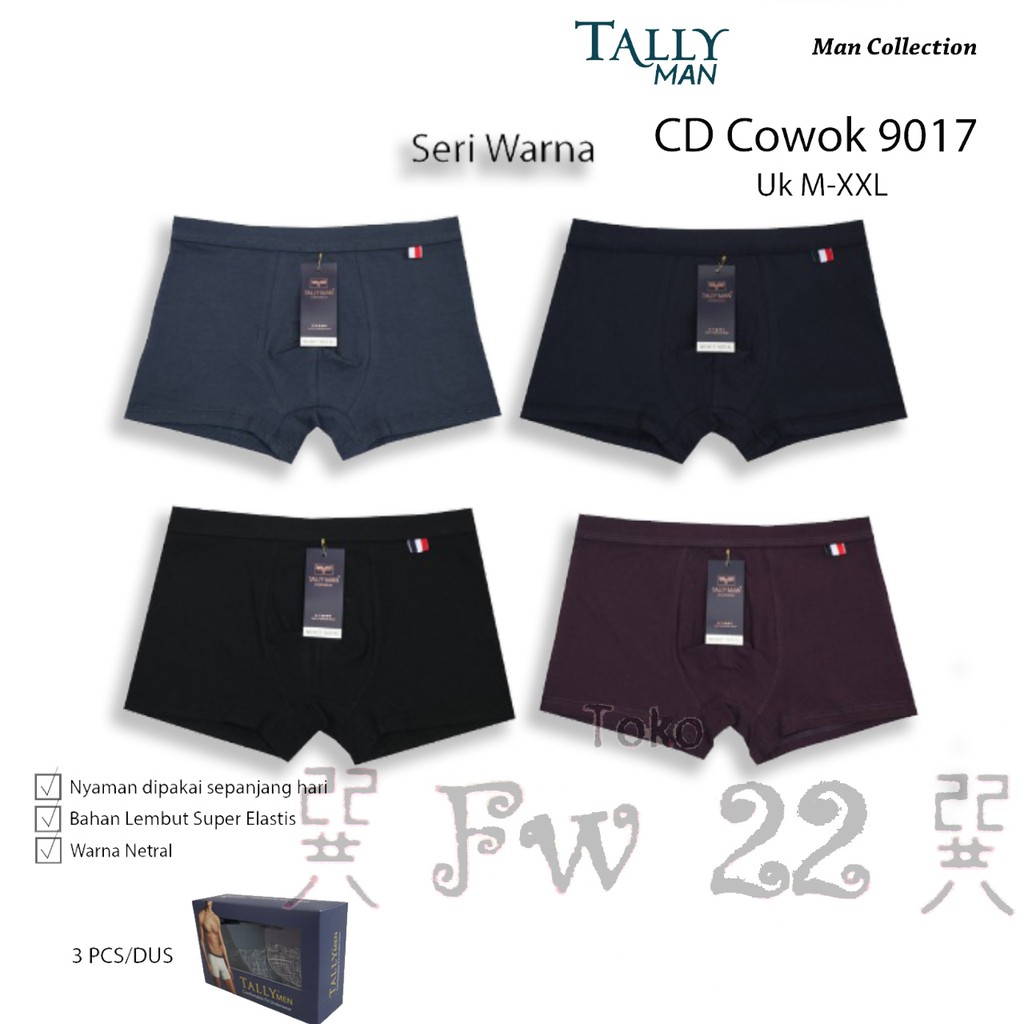 Boxer Pria Dewasa Polos Merek Tally 9017 Berbahan Katun  yang Lembut dan Nyaman