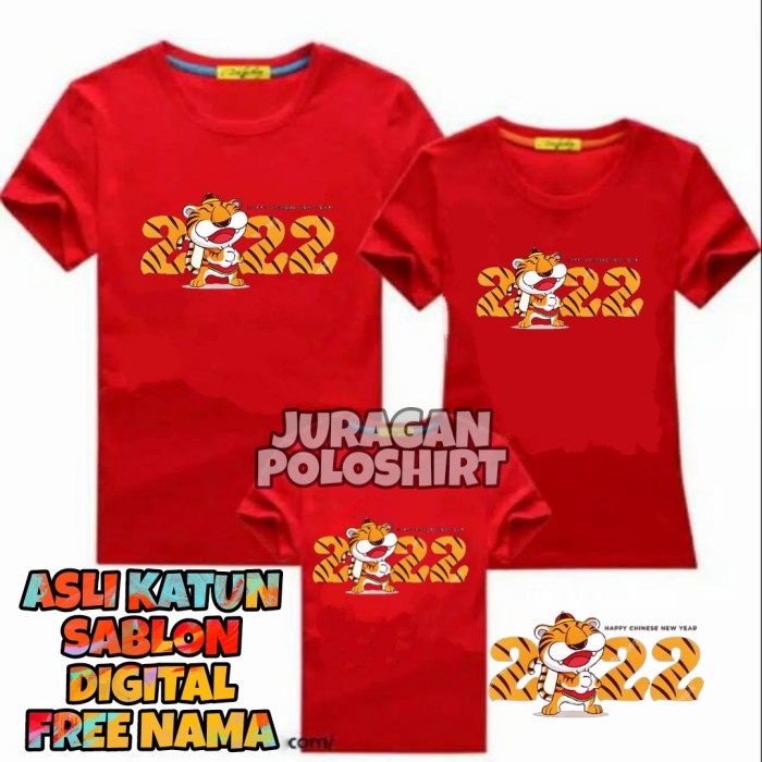 KAOS IMLEK 2022 TIGER-KAOS IMLEK FAMILY-KAOS UNISEX PRIA/WANITA-JRG44 - kaos distro imlek 2022