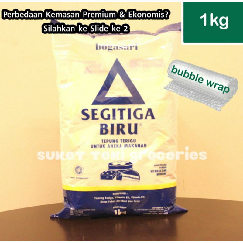 Tepung Terigu Segitiga Biru Ekonomis 1kg Protein Sedang ORI SATUAN