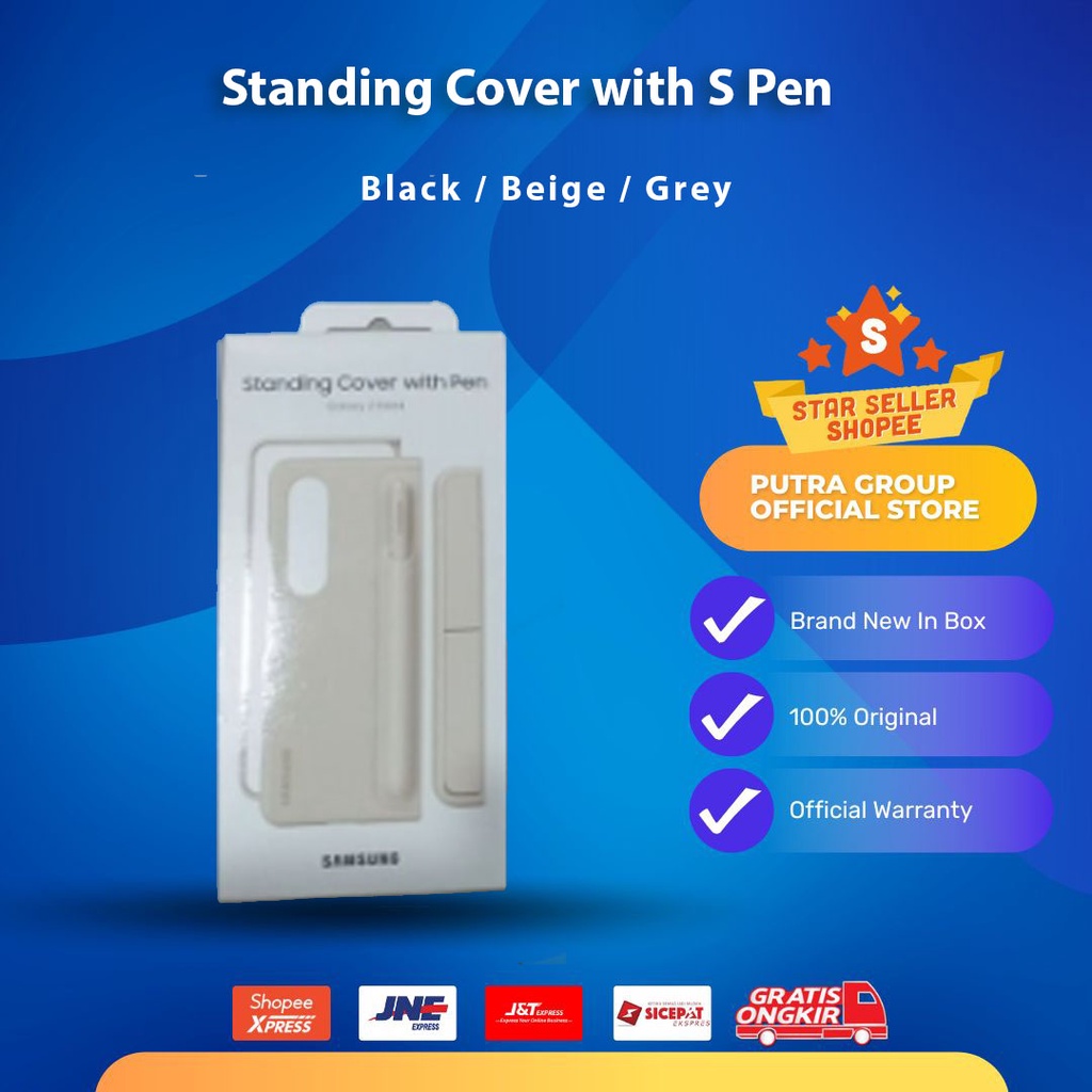 (RESMI) Samsung Galaxy Z Fold 4 Fold4 5G Standing Cover with Pen Black Beige Grey Original SEIN