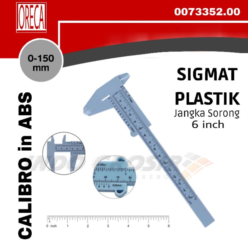 Sigmat 6&quot; Jangka Sorong Plastik Vernier Caliper 150mm Pengukur Diameter Ketebalan Lubang Kedalaman Murah