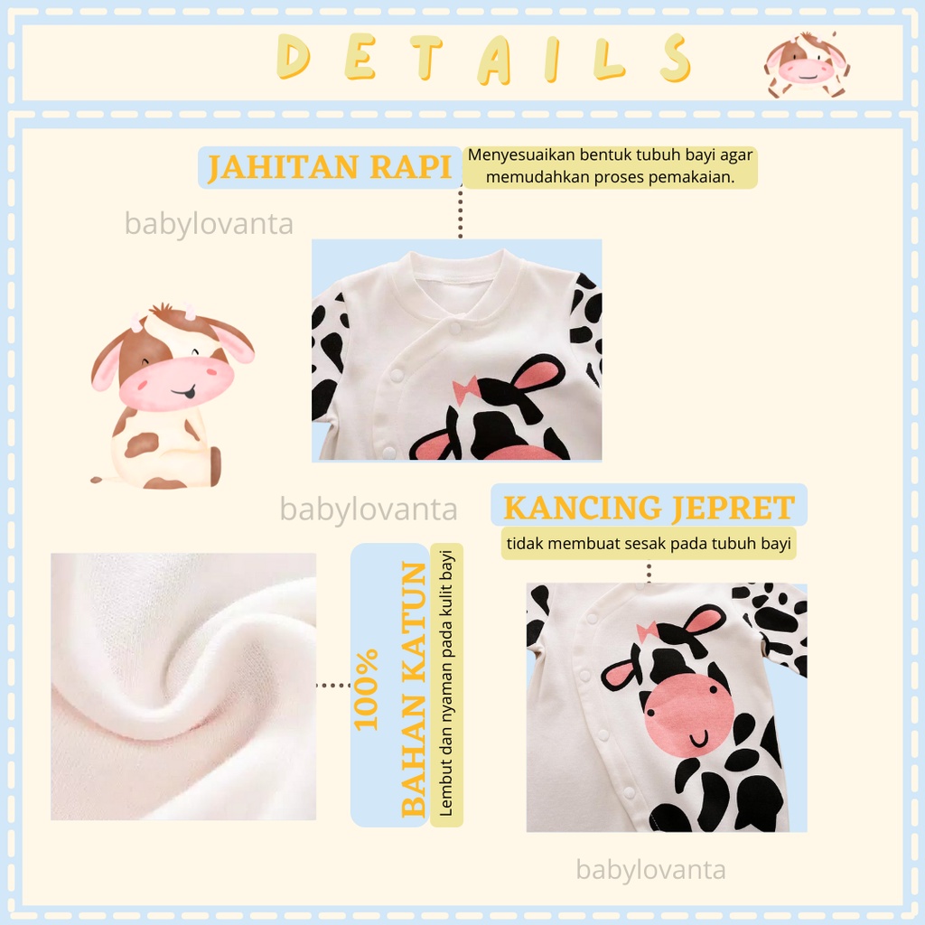 Baju bayi Import KOREA motif Moo PREMIUM jumper bayi-4