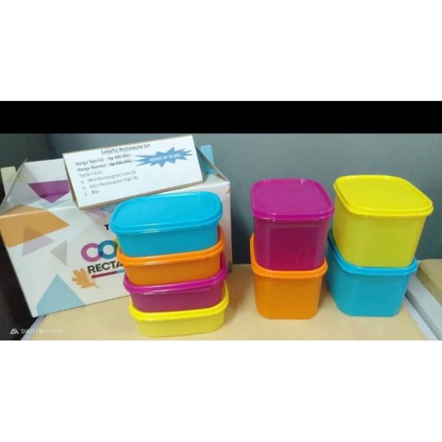 Wadah Murah Colorful Rectangular Set Tupperware