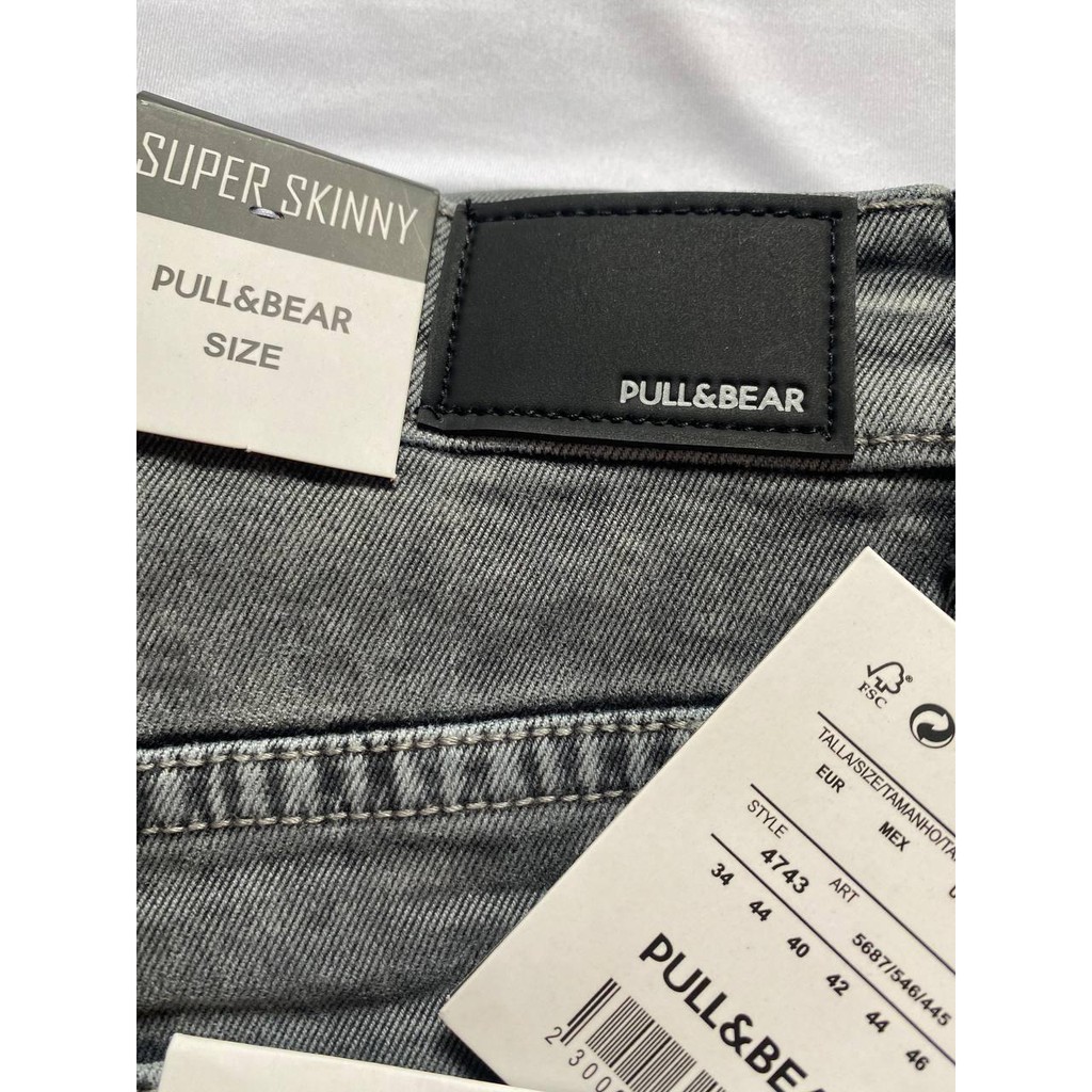 CELANA JEANS PRIA PULL&amp;BEAR GREY ACID SKINNY STRETCH PULLANDBEAR PULL &amp; BEAR PULL AND BEAR PENSIL