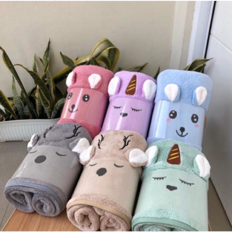 Handuk Bayi Karakter Kuping 3d / Handuk Bayi Microfiber import / Handuk Anak Bahan Lembut