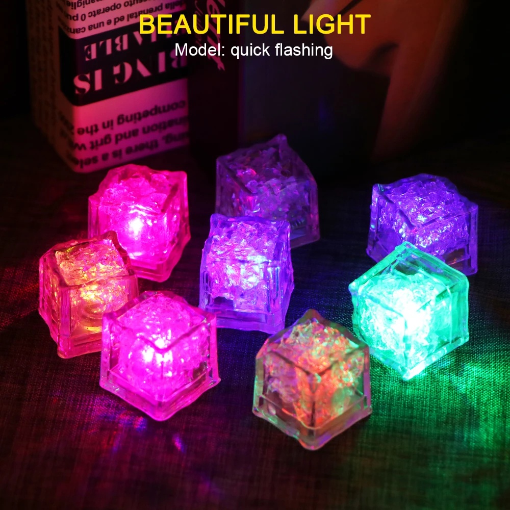 LED Ice Cubes Colorful Glowing  Party Ball Flash Light  / Led Flash Ice Drink Cup Sensor Glow Light / Luminous Neon Wedding Festival Christmas Bar Wine Glass Decoration Supplies/Battery Powered Led Glowing Ice Cubes Festival Decoration