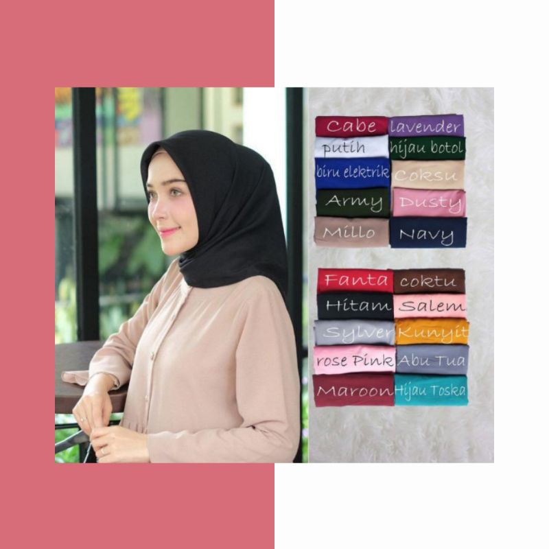 PROMO HIJAB JILBAB SEGI EMPAT BELLA SQUARE LAUDYA SQUARE KERUDUNG DAILY PREMIUM POLOS POLLYCOTTON