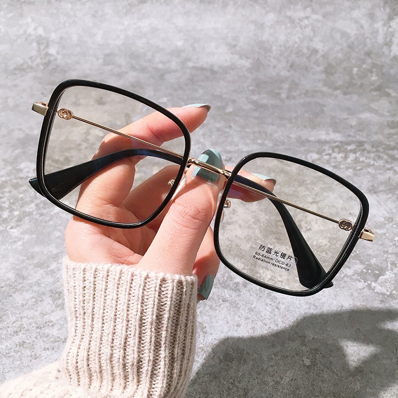 （YUZHU）COD Oversize Frame Kacamata Anti Radiasi Wanita Kacamata Korea Fashion Cewek Eyeglasses